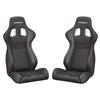 Mustang Corbeau Evolution X Seat - Pair Black Vinyl/Carbon w/ Red Stitch