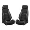 Mustang Corbeau GTS 2 Seat Pair Black Leather/Black Microsuede Inserts