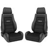 Mustang Corbeau GTS 2 Seat Pair Black Leather/Black Microsuede Inserts