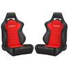 Mustang Corbeau LG1 Cloth Seat Pair - Black w/ Red Insert