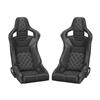 Corbeau  RRB Pair - Diamond Pattern  - Black Vinyl w/ White Stitching
