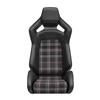 Corbeau Sportline RRX Reclining Seat - Black Vinyl w/ Red Plaid Cloth