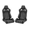 Corbeau Sportline RRX Reclining Seat - Black Vinyl w/ White Plaid Cloth