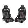 Corbeau Sportline RRX Reclining Seat - Black Vinyl w/ Red Plaid Cloth