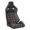Corbeau Sportline RRX Reclining Seat - Black Vinyl w/ Red Plaid Cloth