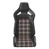 Corbeau Sportline RRX Reclining Seat - Black Vinyl w/ Red Plaid Cloth
