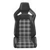 Corbeau Sportline RRX Reclining Seat - Black Vinyl w/ White Plaid Cloth